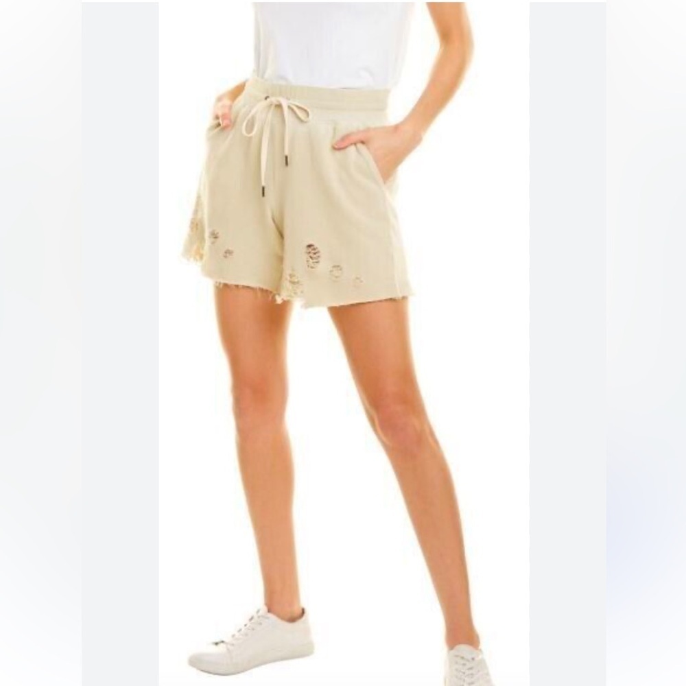 n:philanthropy Womens Coco Distressed Casual Walking Shorts Beige NWT